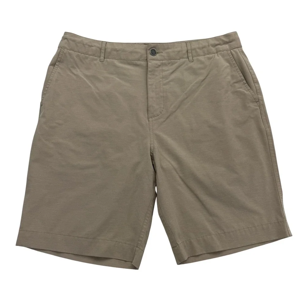 Faherty Shorts Mens 34 Beige Chino Microfiber Stretch Drawstring 9